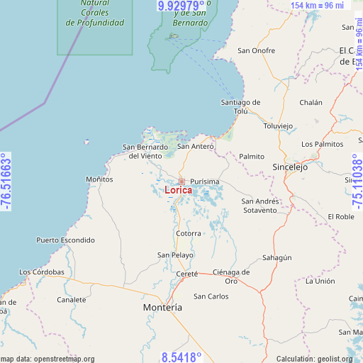 Lorica on map