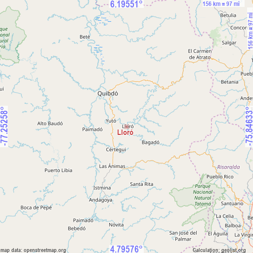 Lloró on map