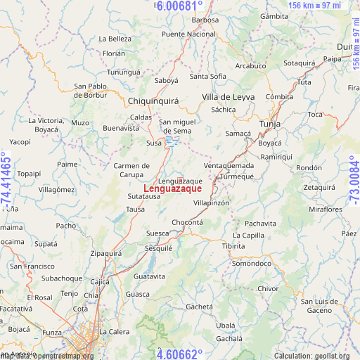 Lenguazaque on map