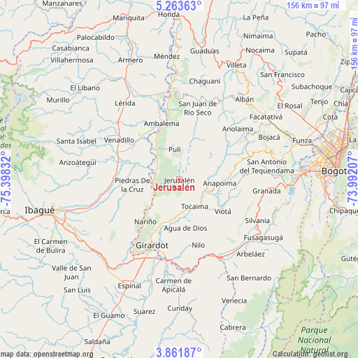 Jerusalén on map