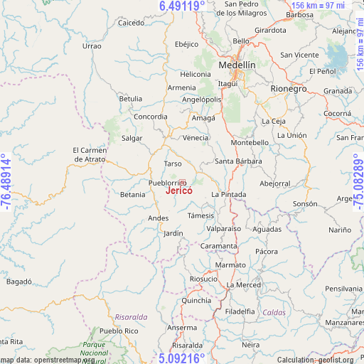Jericó on map