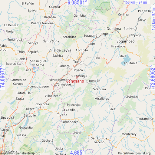 Jenesano on map