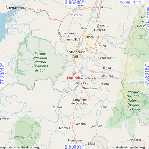 Jamundí on map