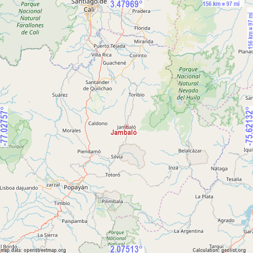 Jambaló on map