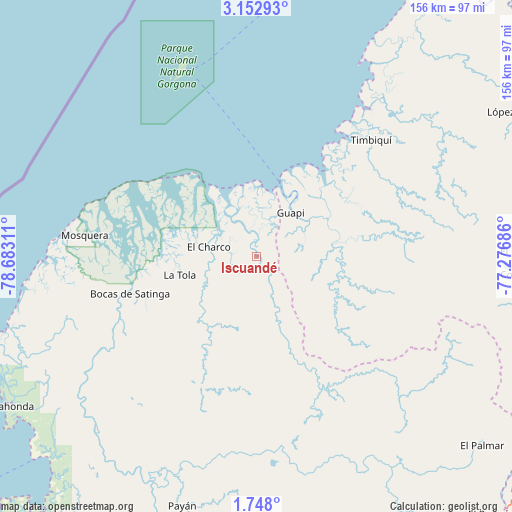 Iscuandé on map