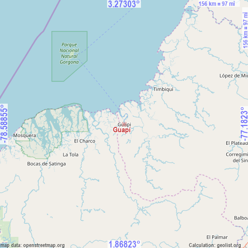 Guapí on map