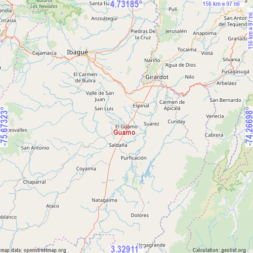Guamo on map