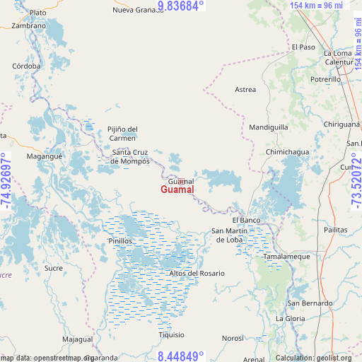 Guamal on map