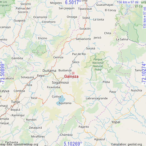 Gámeza on map