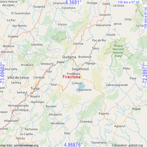 Firavitoba on map