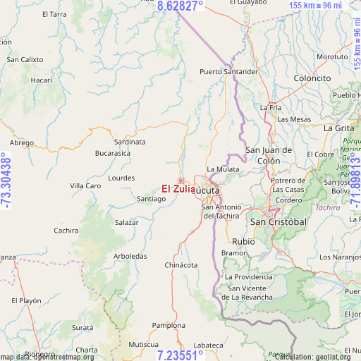 El Zulia on map