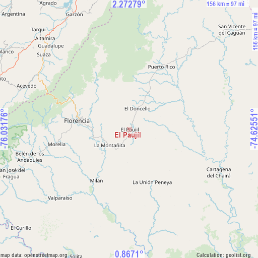 El Paujíl on map