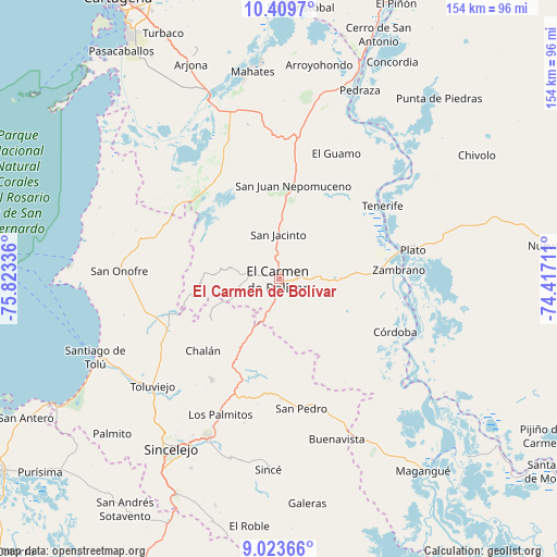 El Carmen de Bolívar on map