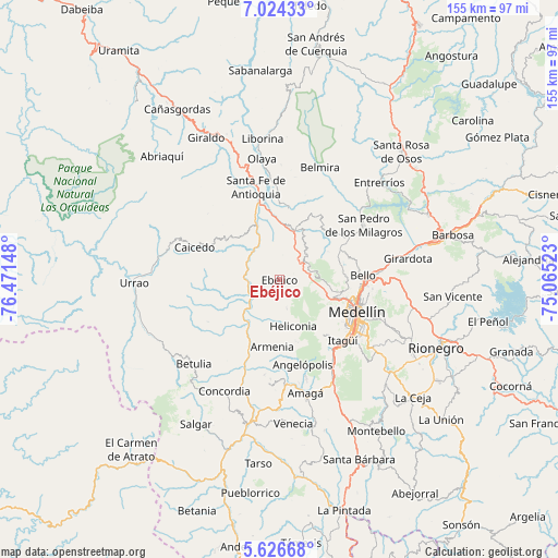 Ebéjico on map