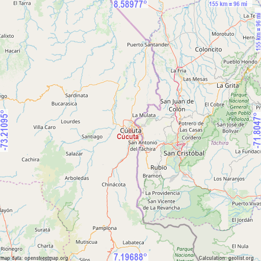 Cúcuta on map