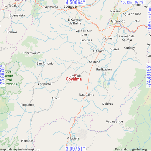 Coyaima on map