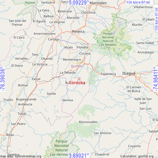 Córdoba on map
