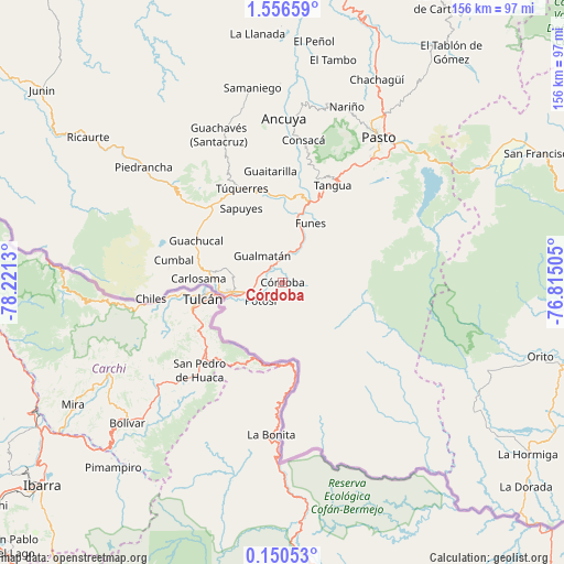 Córdoba on map