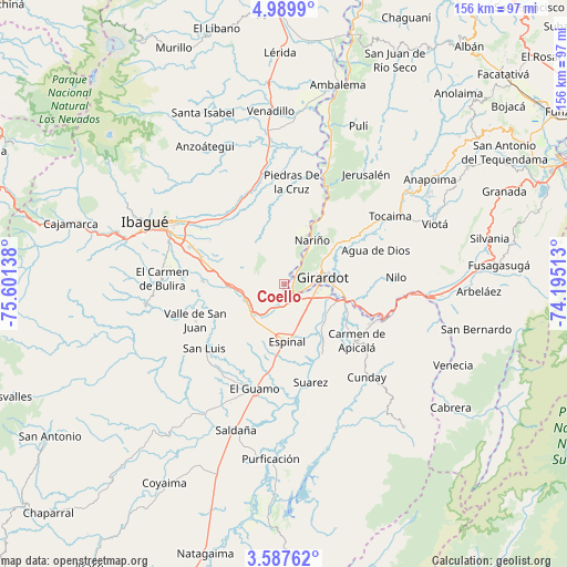 Coello on map