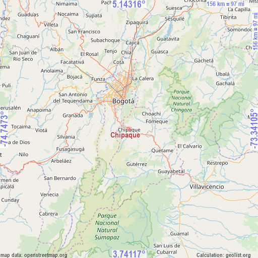 Chipaque on map