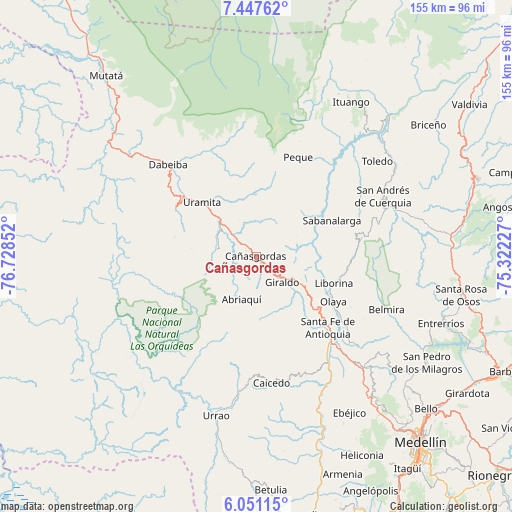 Cañasgordas on map