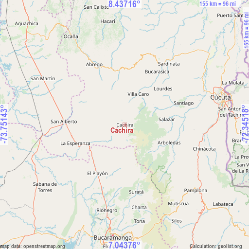 Cáchira on map