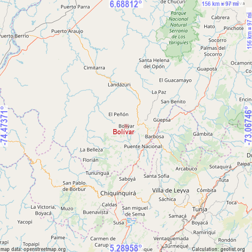 Bolívar on map