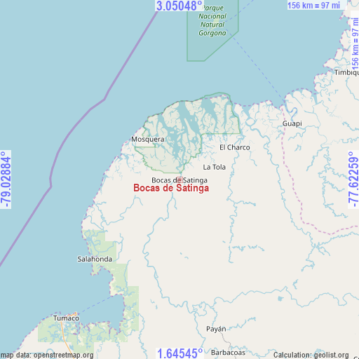 Bocas de Satinga on map