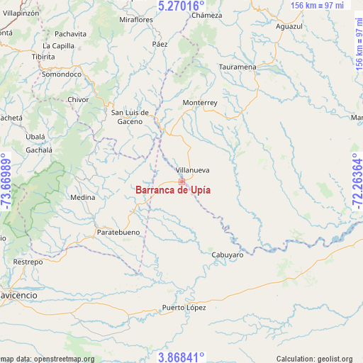 Barranca de Upía on map