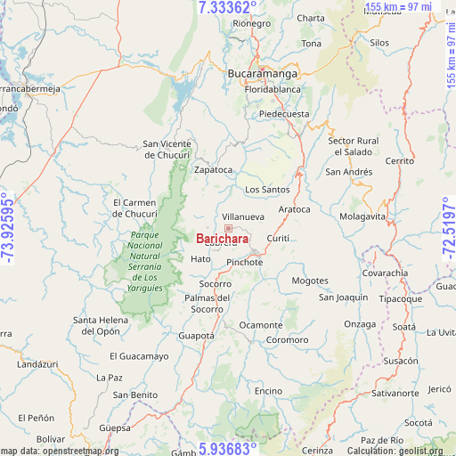 Barichara on map