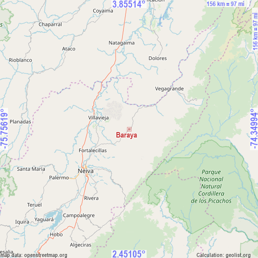 Baraya on map