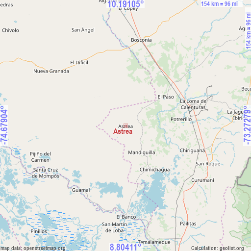 Astrea on map