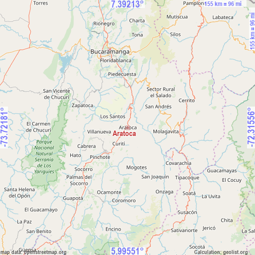 Aratoca on map