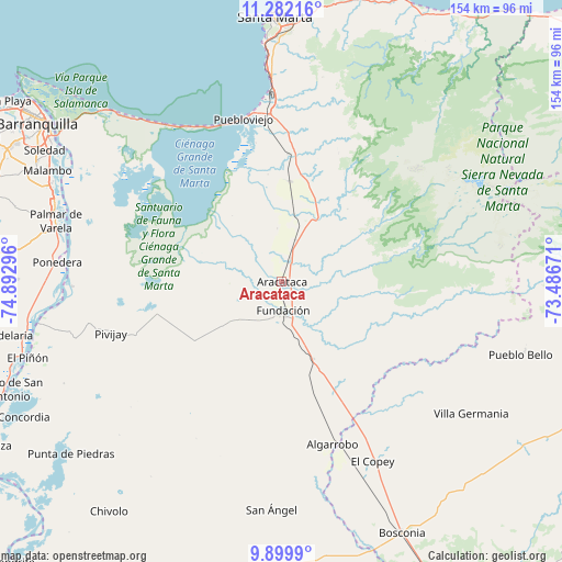 Aracataca on map