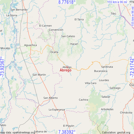 Ábrego on map