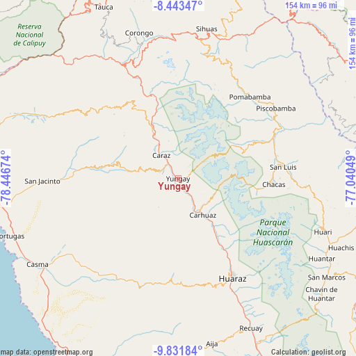 Yungay on map