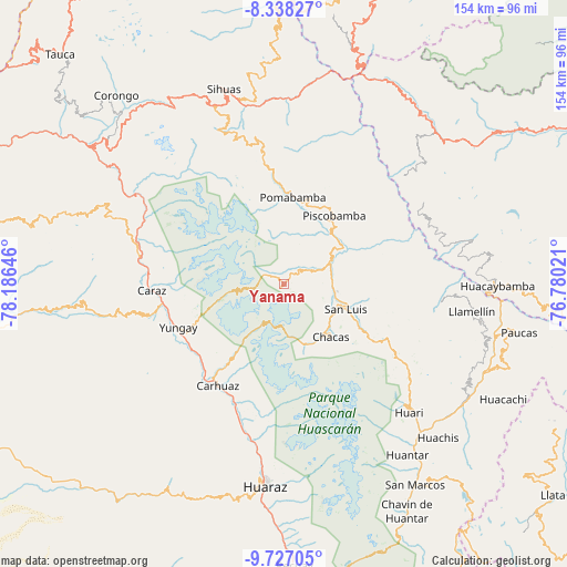 Yanama on map