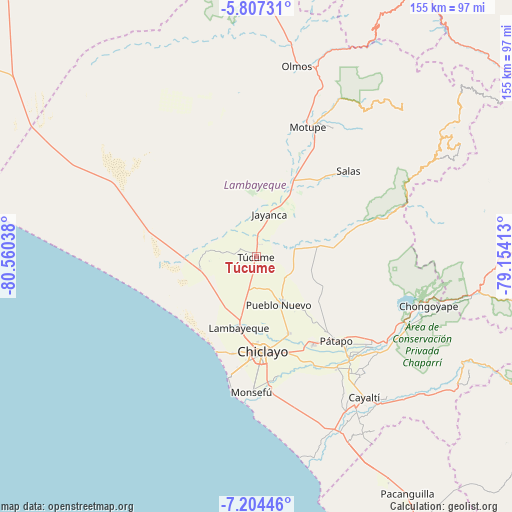 Túcume on map