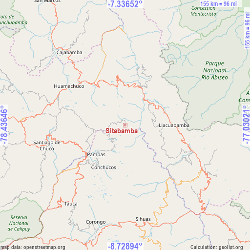 Sitabamba on map