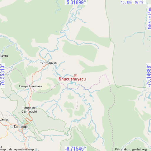 Shucushuyacu on map