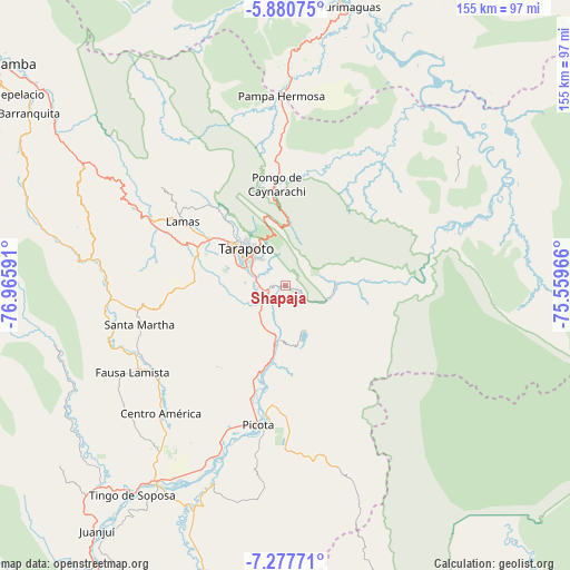 Shapaja on map