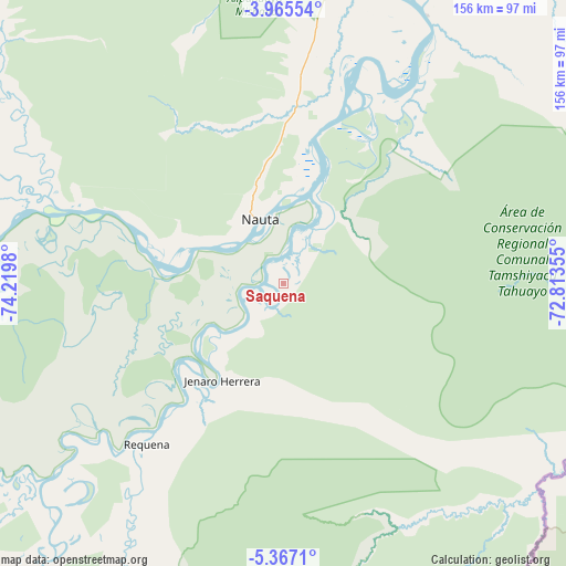 Saquena on map