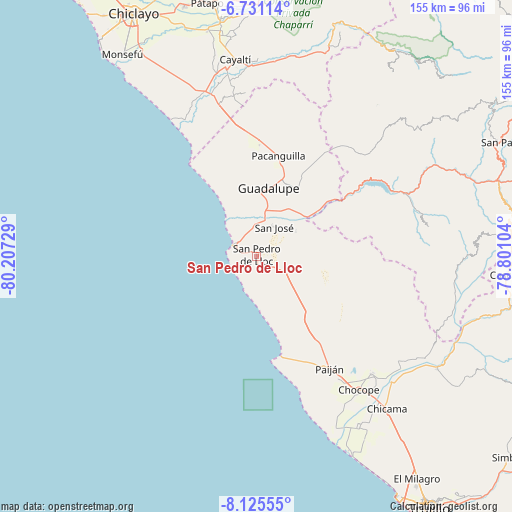 San Pedro de Lloc on map