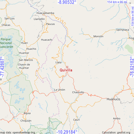 Quivilla on map