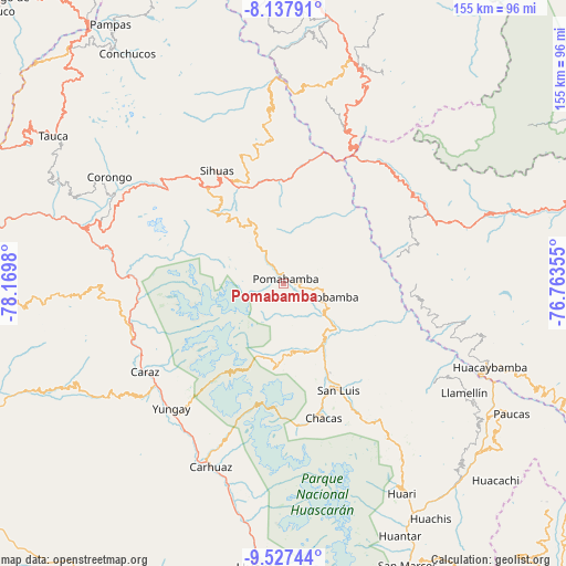 Pomabamba on map