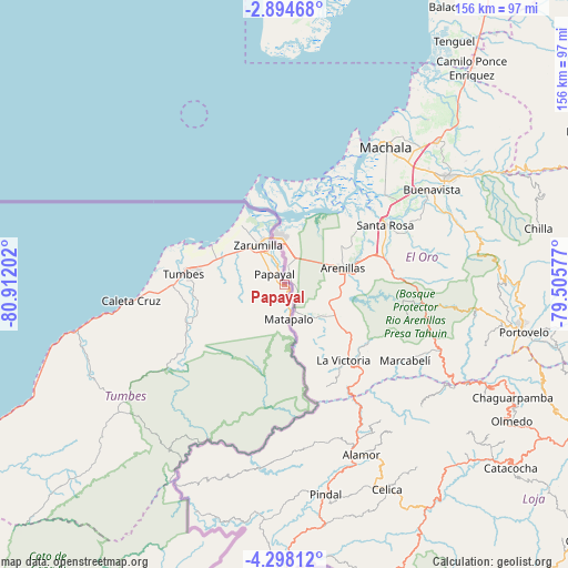Papayal on map