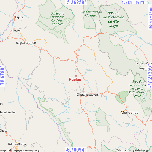 Paclas on map