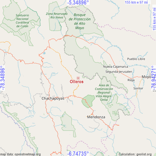 Olleros on map