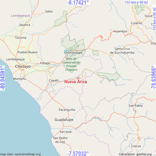 Nueva Arica on map