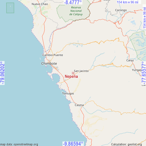 Nepeña on map